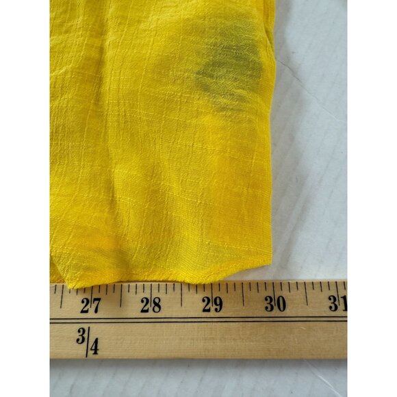 Zac & Rachel Woman Yellow Button-Down Blouse 3X with Roll-Tab Sleeves Gauze Boho - Picture 7 of 10